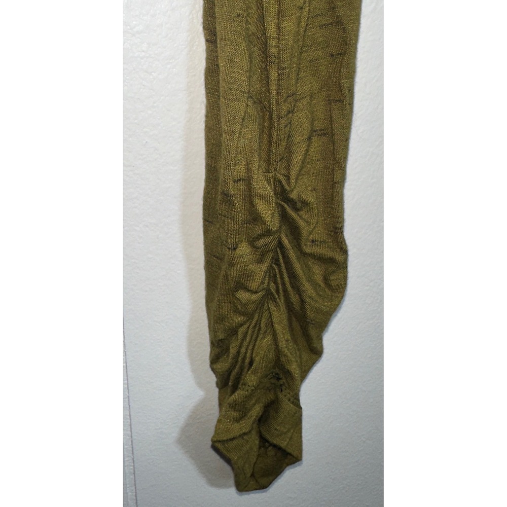 MSSP Max Studio Olive Green Ruched Faux Wrap Mini Dress Long Sleeve Space Dye M‎ - Picture 5 of 6